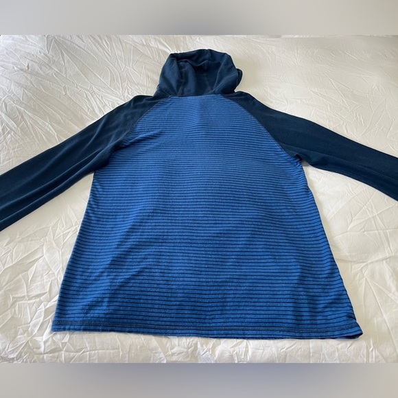Tentree | Mens XL | Blue Striped Pullover Hoodie Zip Pouch Pocket | Hemp Blend - Picture 10 of 11